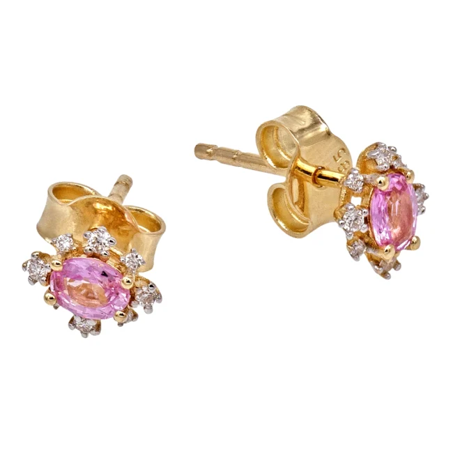 Cercei aur galben 14k, cu diamante și safire