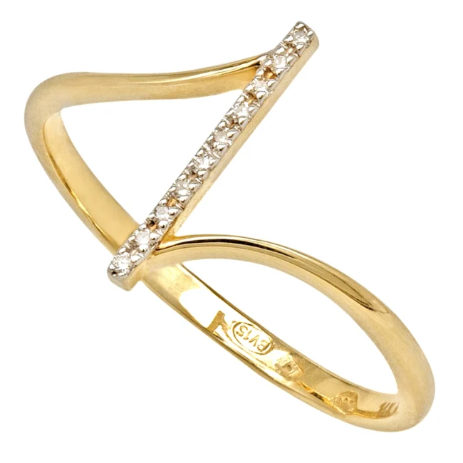 Inel aur galben 14K, cu diamante