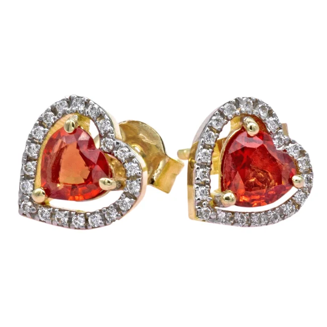 Cercei aur galben 14K cu diamante si safire