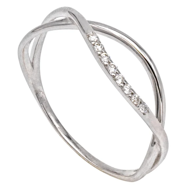 Inel aur alb 14 K cu diamante