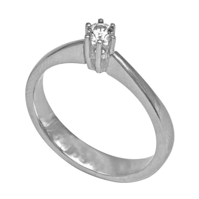 Inel aur alb 18K cu diamant