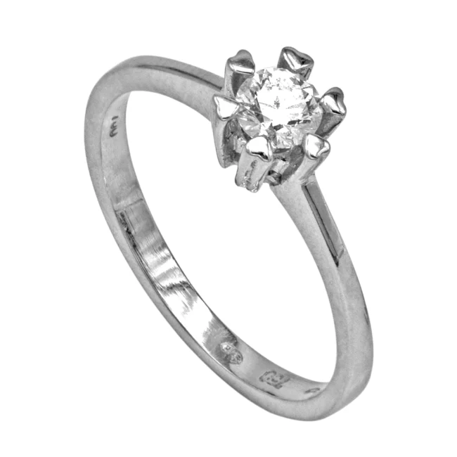 Inel aur alb 18K cu diamant